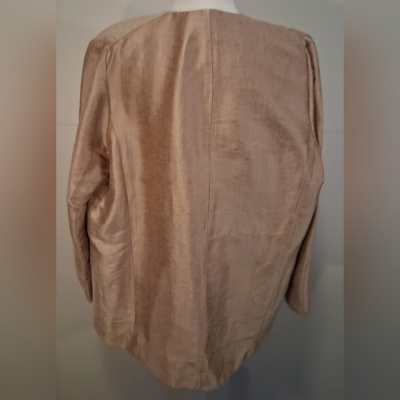 Raw Silk Gold Open Blazer Size XL Khymany - Picture 6 of 8